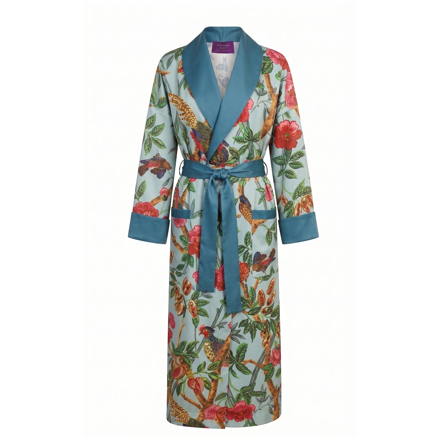 The Emperor's Pheasant Robe - Silk Satin Twill
