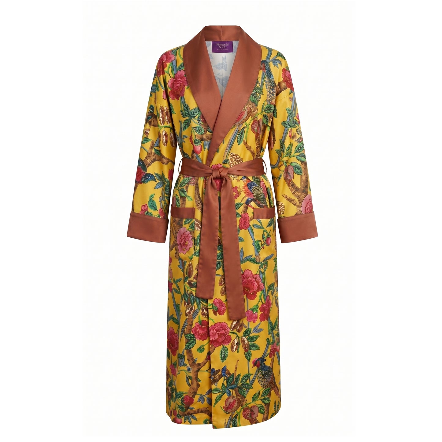 The Emperor's Pheasant Robe - Silk Satin Twill
