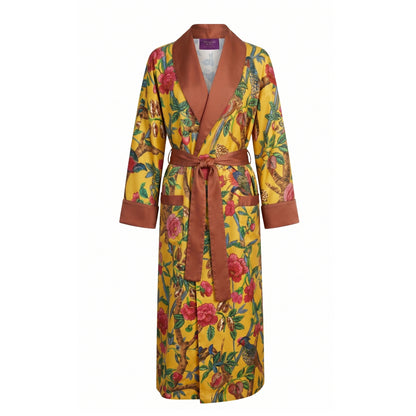 The Emperor's Pheasant Robe - Silk Satin Twill