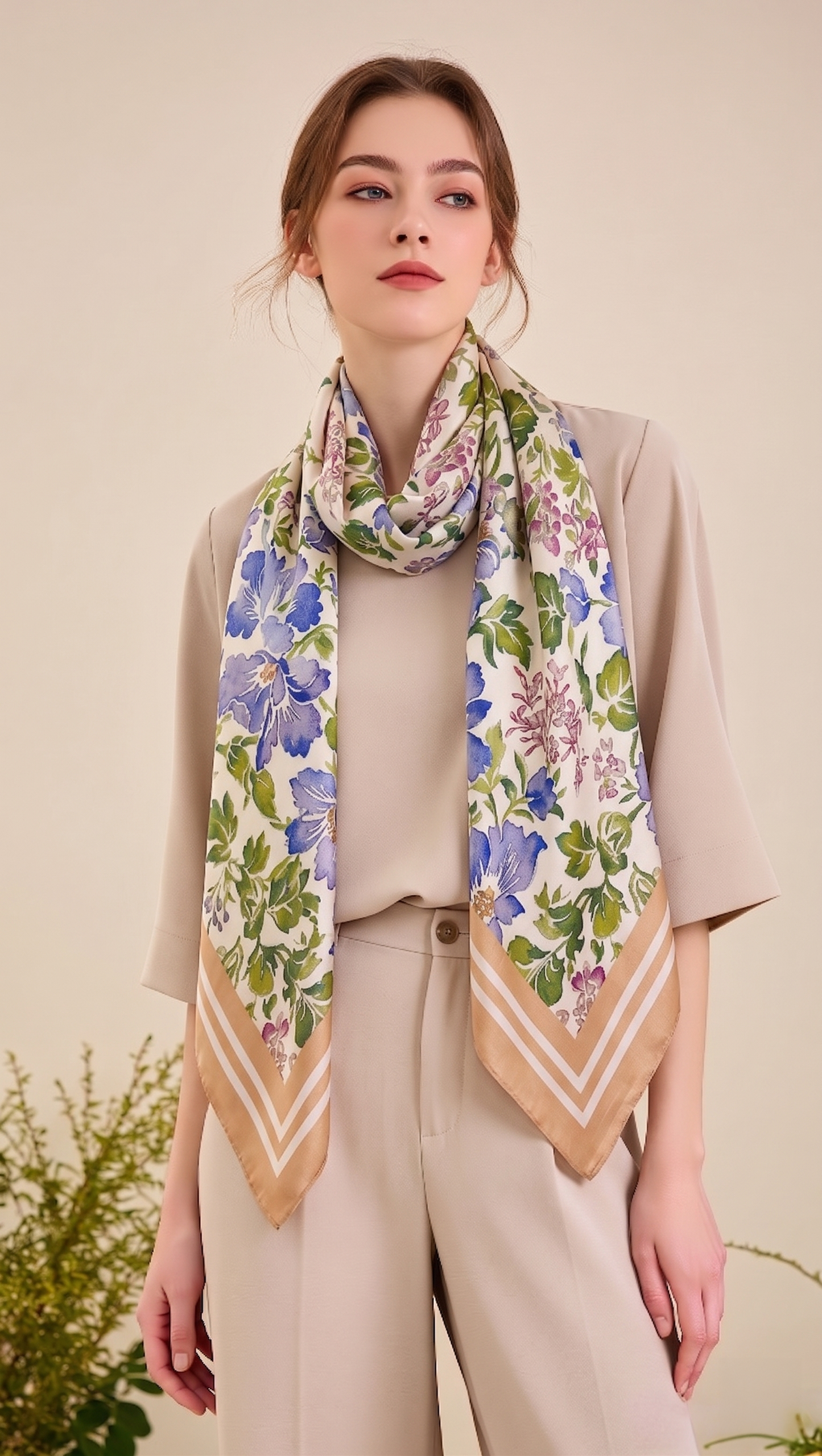 Florence May Large Silk Scarf - Silk Satin Twill