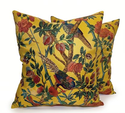 The Emperor's Pheasant Cushion Cover - Silk Satin Twill