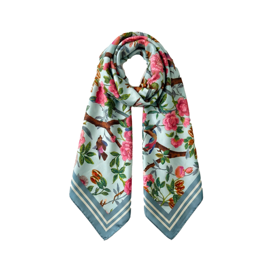 The Emperor's Pheasant Large Silk Satin Twill Scarf